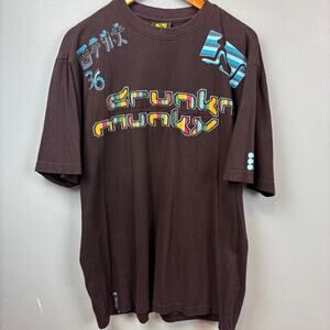 Vintage DrunknMunky Graphic T-Shirt Streetwear Large 100% Cotton Brown 90s